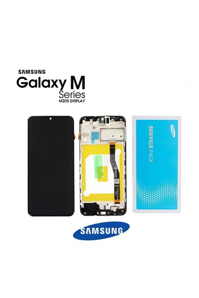 Samsung Galaxy M20 M205 Uyumlu Lcd Ekran Dokunmatik Siyah Servis Çıtalı GH82-...