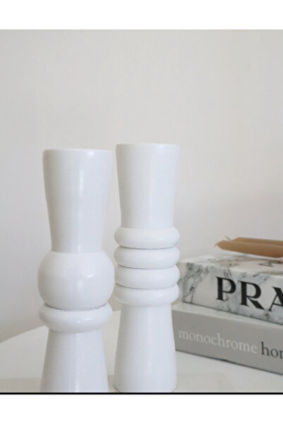 AHESAR TİCARET Şamdan Mumluk 2 Li Dekoratif Mumluk