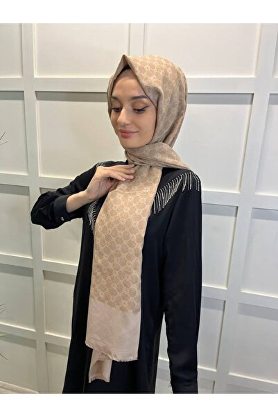 Aker Σάλι Elegance Monogram 1090100   Σκούρο μπεζ