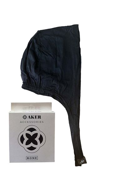 Aker Μαύρο ραμμένο χτενισμένο βαμβακερό καπό Lycra - 5003701