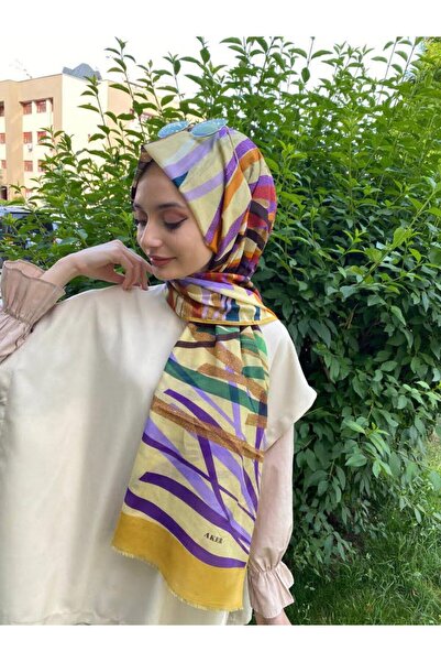 Aker Yaz Serinliği Geometrik Desenli Ipek Koton (PAMUKLU) Etol Şal 7766777 Ha...