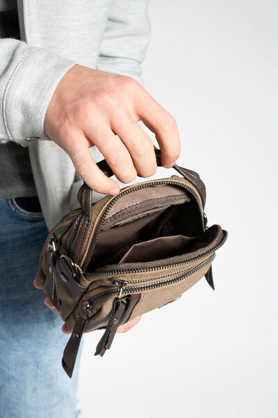 By Hakan MEGA 414 MEN'S HANDBAGS SHOULDER BAG STRAPPER BAG BROWN