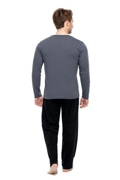 Mod Collection 100% Cotton Long Sleeve V-Neck Men's Pajamas Set