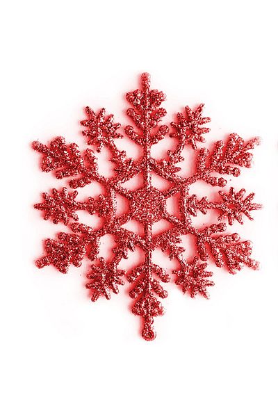 EkoStore Christmas Tree Ornament 12 Pieces Glitter Red Luxury Snowflake