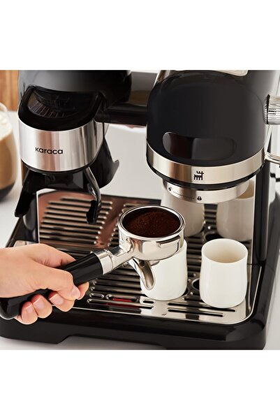 Karaca Kahve Öğütücülü, Süt Köpürtücülü, Espresso, Latte, Cappuccino, Americano Makinesi, 1.4L