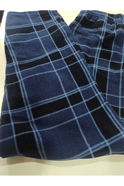 BAHHAR ΑΝΔΡΙΚΟ ΣΚΟΥΡΟ ΜΠΛΕ ΤΣΕΠΗ ΕΠΙΠΕΔΟ ΠΟΔΙ FLEECE ΚΑΡΟ ΠΙΤΖΑΜΑ