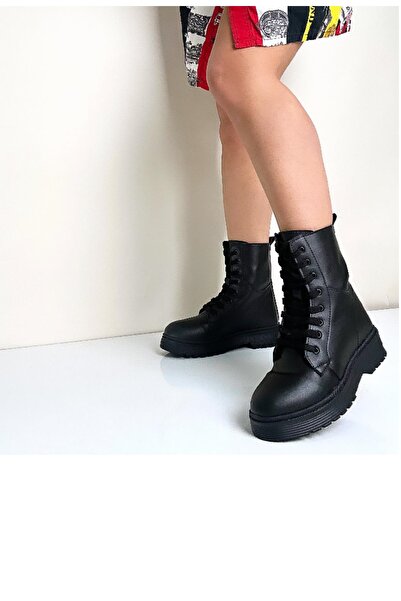 GOGOMİX Bağcıklı Siyah Kadın Postal Bot