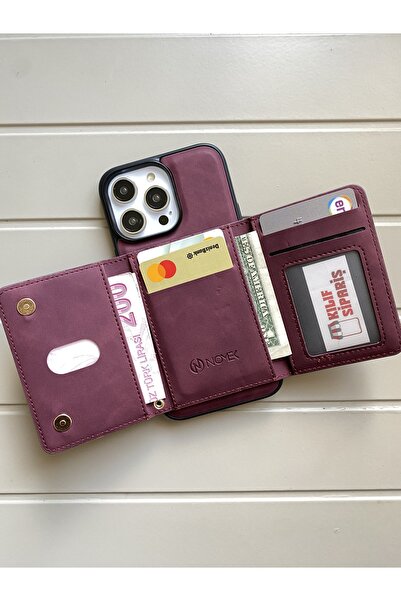 Kılıfsiparis İphone 14 PRO Max Suni Deri Cüzdan Aparatlı Magsafe Uyumlu Telef...