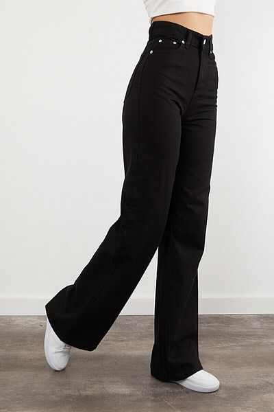 DRC trend Drăguț Pantaloni de damă cu talie înaltă Blugi negri Blugi negri largi Lycra Stretchy Palazzo