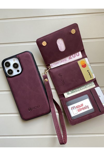 Kılıfsiparis Iphone 14 PRO Max Synthetic Leather Wallet Magsafe Compatible Phone Case