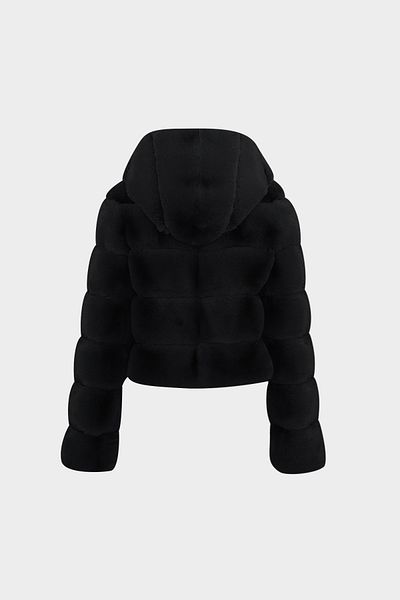 Açelya Okcu Premium Hooded Women's Rex Faux Fur Jacket