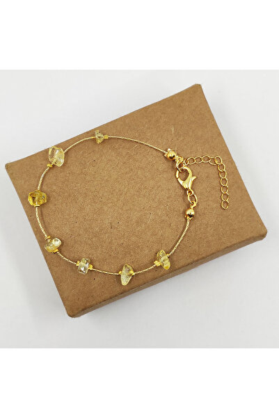 ByKolyeucum Sitrin Taşı Kırık Doğal Taş Kadın Burç Bileklik