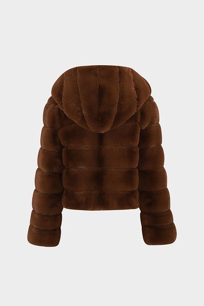 Açelya Okcu Premium Hooded Women's Rex Faux Jacket