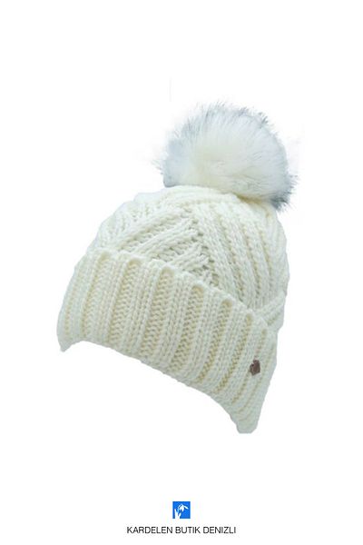 Kardelen Butik Denizli Thick Warm Pompom Ski Beanie For Women