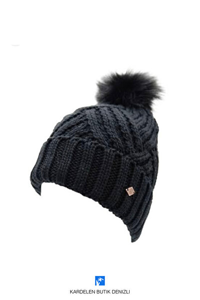 Kardelen Butik Denizli Căciulă de schi cu pompon și căldură groasă pentru femei