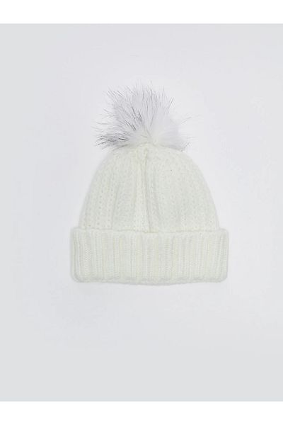 LC Waikiki LCW ACCESSORIES Women's Knitted Beret with Pompom Detail