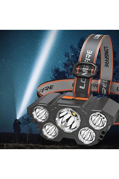 HASUBA 150W Ultra Güçlü USB Şarjlı 5 Led Kamp Av için Kafa Feneri