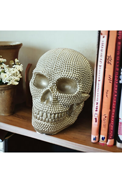 AlinSanatHeykel Altın Rengi Kuru Kafa Heykeli - Polyester