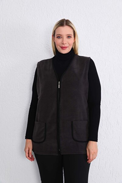 Kardelen Butik Ümraniye Anne Yelek Polar Antrasit Füme