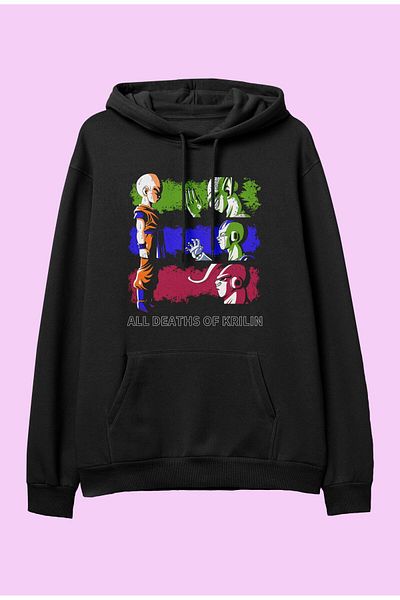 FULL TOLERANCE Hanorac cu glugă cu glugă, cu design de personaje anime Dragon Ball supradimensionat