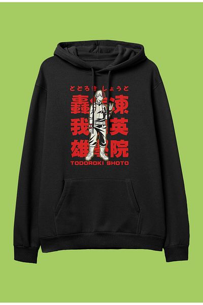 FULL TOLERANCE Hanorac cu glugă oversize My Hero Academia Shoto Todoroki cu imprimeu cu personaje anime