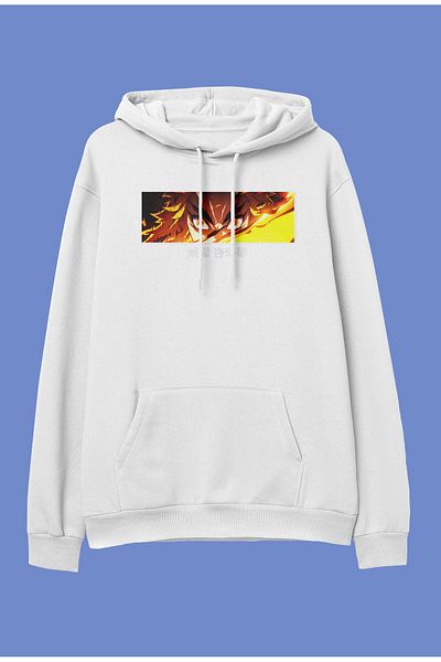 FULL TOLERANCE Hanorac cu glugă supradimensionat Demon Slayer Rengoku cu design special pentru piept