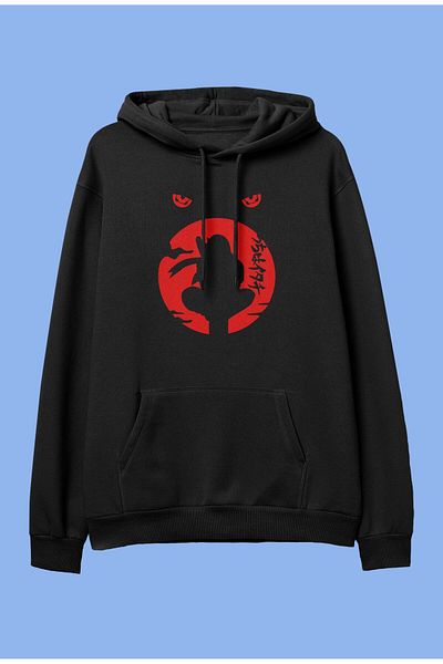 FULL TOLERANCE Hanorac cu glugă cu glugă cu imprimeu Uchiha Itachi Kunai supradimensionat