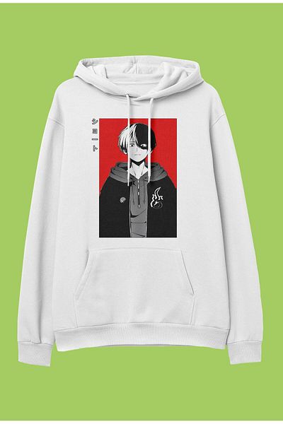 FULL TOLERANCE Oversize My Hero Academia Shoto Todoroki Anime Χαρακτήρας με στάμπα με κουκούλα φούτερ με κουκούλα