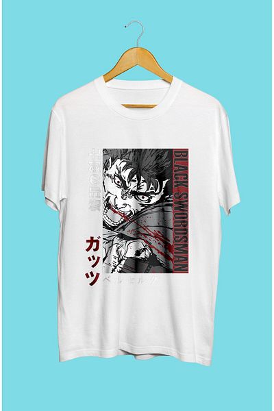 FULL TOLERANCE Tricou cu design special imprimat cu personaje de anime Berserk Guts (Swordman negru).