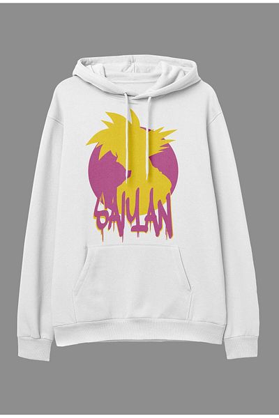 FULL TOLERANCE Hanorac cu glugă cu glugă, cu design de personaje de anime Dragon Ball Saiyan supradimensionat
