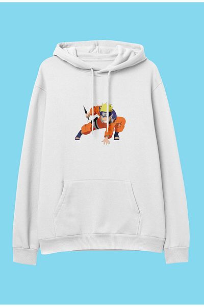 FULL TOLERANCE Hanorac supradimensionat cu glugă cu glugă, imprimat cu personaje anime Naruto
