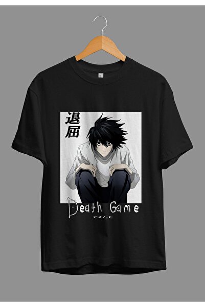 FULL TOLERANCE Oversize Death Note L Anime Karakter Baskılı Özel Tasarım Tişört