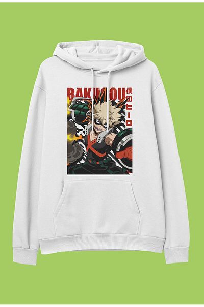 FULL TOLERANCE Hanorac cu glugă oversize My Hero Academia Katsuki Bakugo cu imprimeu cu personaje anime
