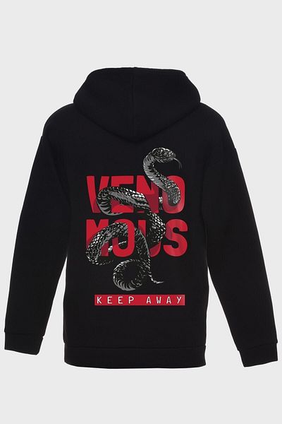 FULL TOLERANCE Venamous Back Printed Hooded Three Thread Sweatshirt Oversized Hoodie