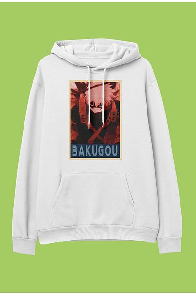 FULL TOLERANCE Hanorac cu glugă oversize My Hero Academia Katsuki Bakugo cu imprimeu cu personaje anime