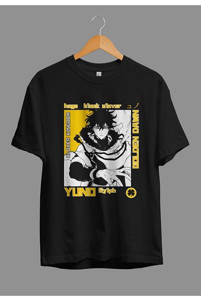 FULL TOLERANCE Μπλουζάκι με στάμπα χαρακτήρων Anime Oversize Black Clover Yuno