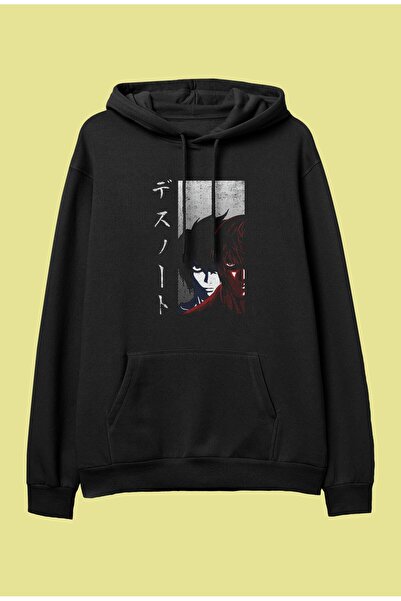 FULL TOLERANCE Oversize Death Note Kira (light Yagami) Ve L Anime Tasarım Kapüşonlu Sweatshirt Hoodie