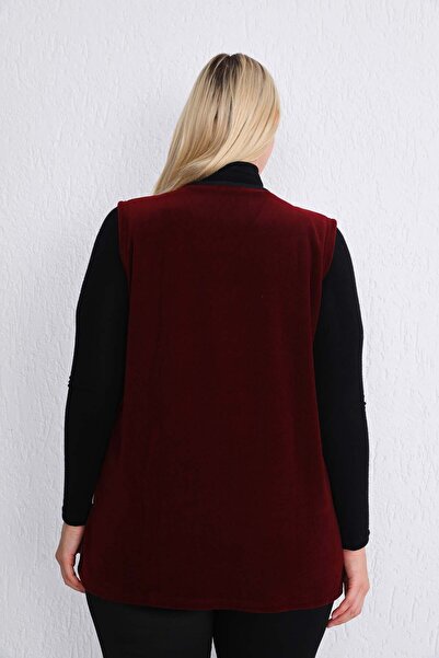 Kardelen Butik Ümraniye Burgundy Fleece Zipper Vest