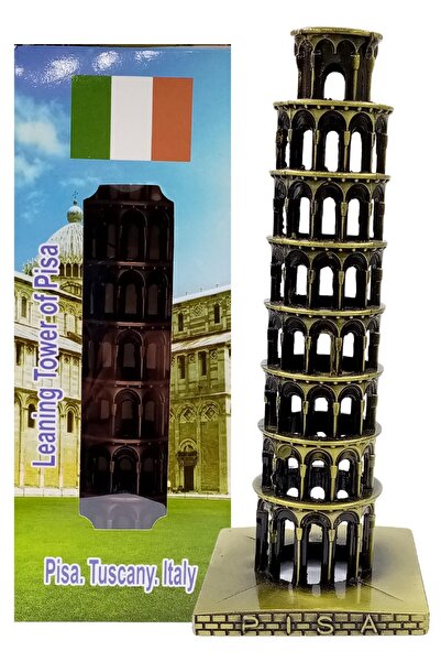 Dünyadan Hediyeler Vintage Metal İtalya Pisa Kulesi Biblo Antik Bronz 20 cm