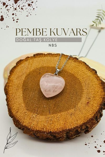NBS Beautiful Naturel Stones Pink Quartz Heart (Love Stone) Natural Stone Necklace (1 Piece)