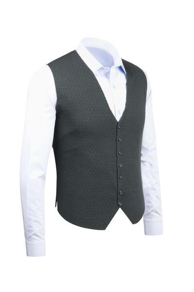 Çizgi Triko Men's Buttoned Sports / Classic Knitwear Knitted Sleeveless Vest Regular Fit