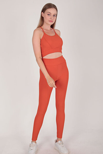 İYİBU Σετ αθλητικό κολάν 2 τεμαχίων με ψηλή μέση και λουράκι - Crop