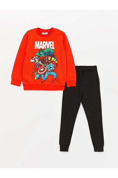 LC Waikiki LCW Kids Crew Neck Marvel Printed Long Sleeve Boys' Sweatshirt and Sweatpants