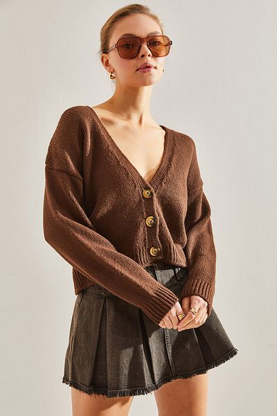 Bianco Lucci Dámský pletený cardigan - design na knoflíky