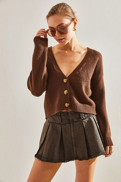 Bianco Lucci Dámský pletený cardigan - design na knoflíky