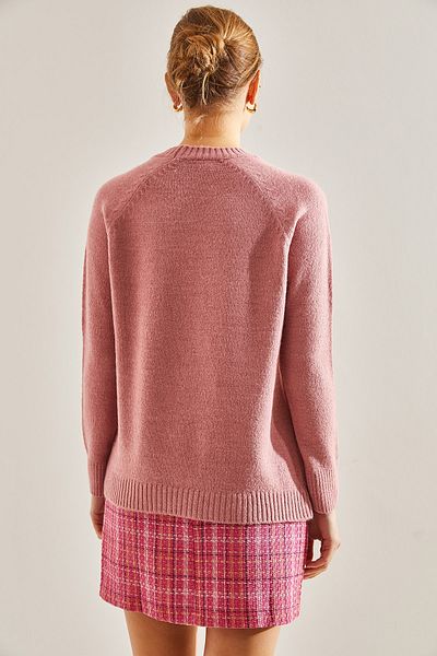 Bianco Lucci Women's Bubble Pattern Crew Neck Sweater