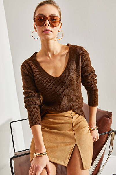 Bianco Lucci Női V-nyakú kötöttáru pulóver