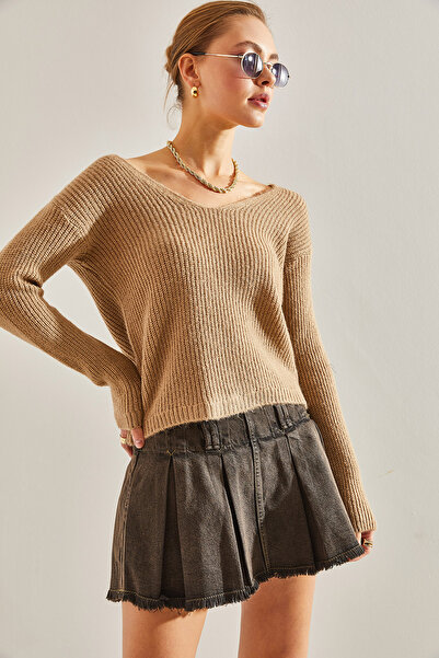 Bianco Lucci Pulover de damă tricotaj cu decolteu în V