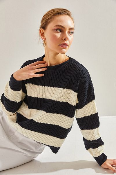 Bianco Lucci Women's Striped Knitwear Sweater
