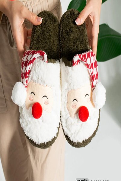 Nisanur Shoes Santa Claus Christmas Slippers Home Slippers Home Slippers Guest Slippers Non-Slip Sole Slippers